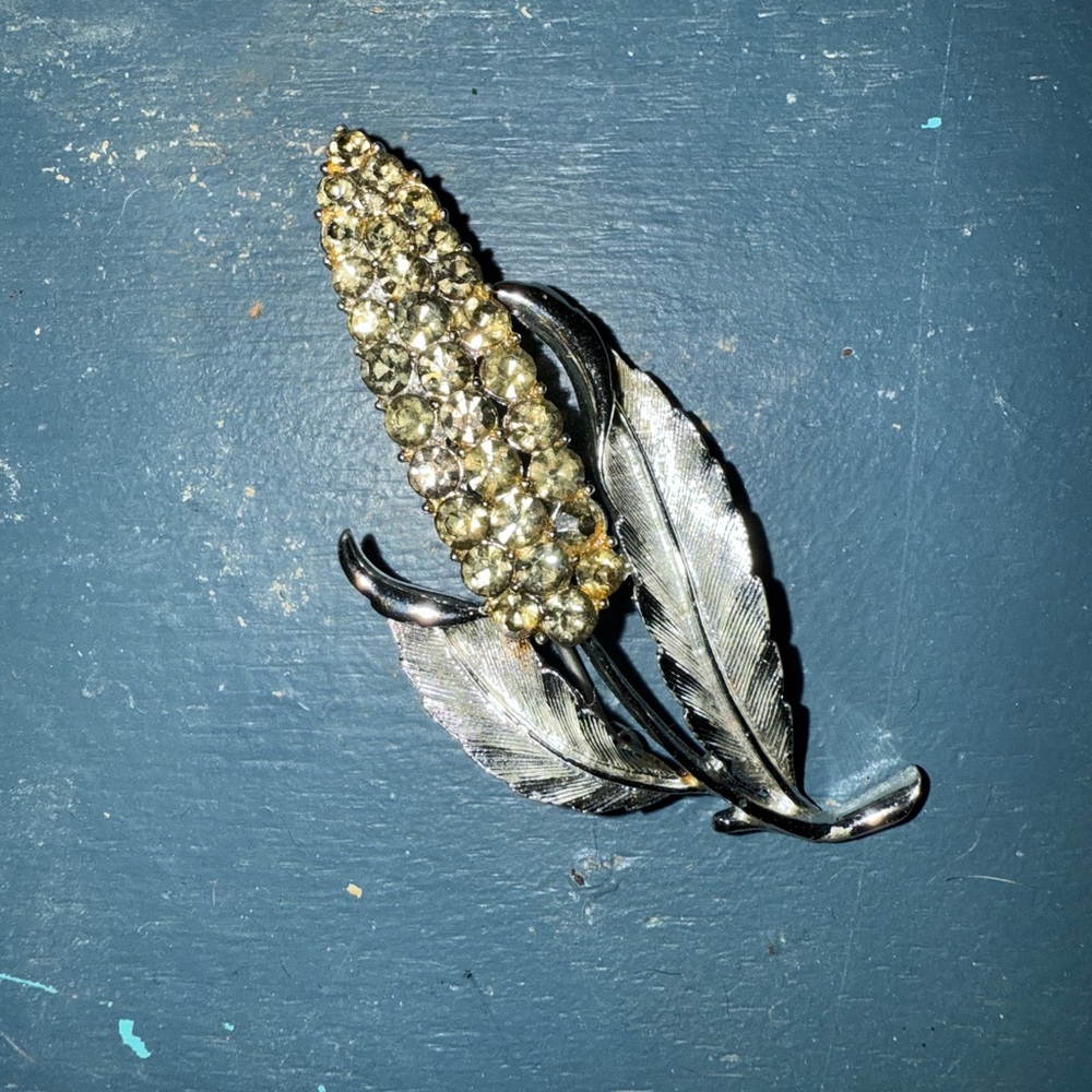 Vintage Coro Rhinestone Corn Brooch